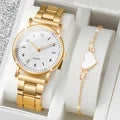 2/4PCS Fashion Arabic Dial Women Watches Simple Quaretz Wristwatch with Bracelets Set Reloj Mujer(Without Box)