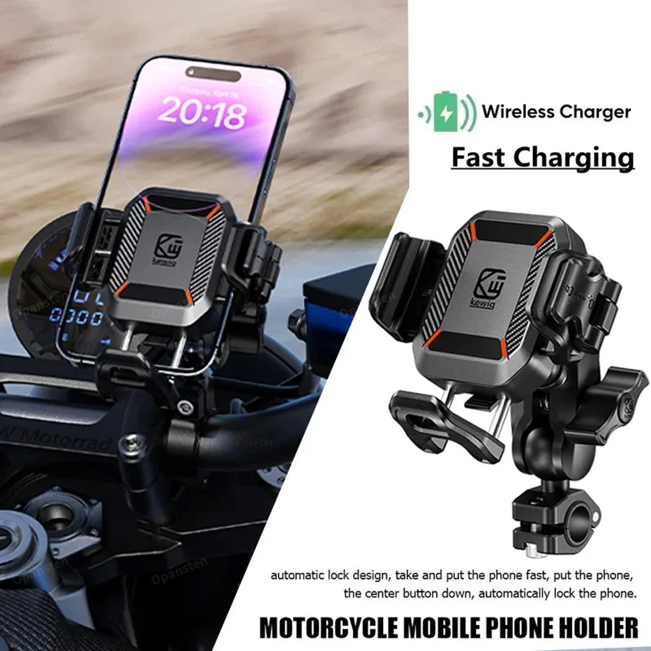 Shockproof Motorcycle Phone Holder 15W Wireless Charger & 36W USB C Fast Charging Motorbike Bicycle Bike Scooter Phone Stand   4.9   261 Reviews   ౹   2,000+ sold
