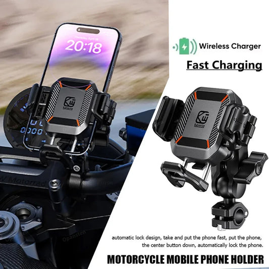 Shockproof Motorcycle Phone Holder 15W Wireless Charger & 36W USB C Fast Charging Motorbike Bicycle Bike Scooter Phone Stand   4.9   261 Reviews   ౹   2,000+ sold