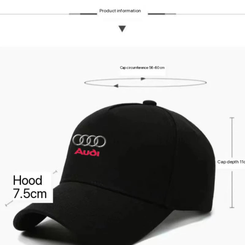 For Audi A3 A4 A5 S4 RS4 A5 S5 RS5 A6 A6 Q2 Q3 Q5 Q Q8 RS4 RS5 Car Logo Adjustable Baseball Hat Outdoor Auto Accessories