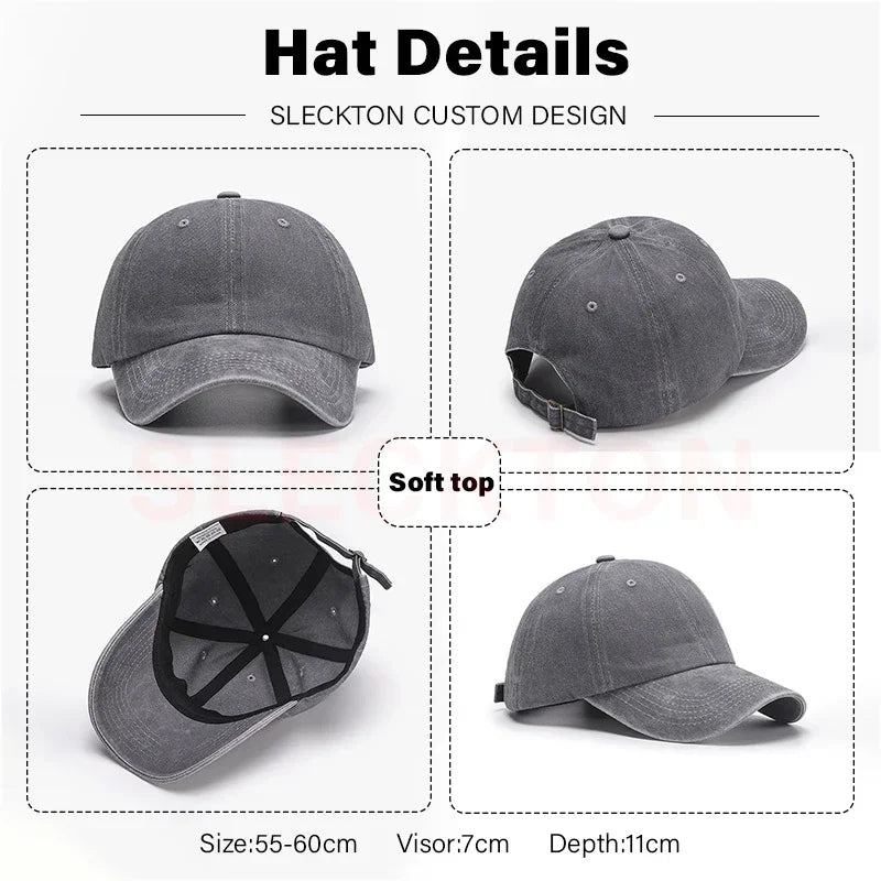 SLECKTON Custom Logo Retro Baseball Cap for Men and Women DIY Design Letter Embroidery Hat Customize Cap Graphic Print Wholesale   4.9   536 Reviews   ౹   10,000+ sold
