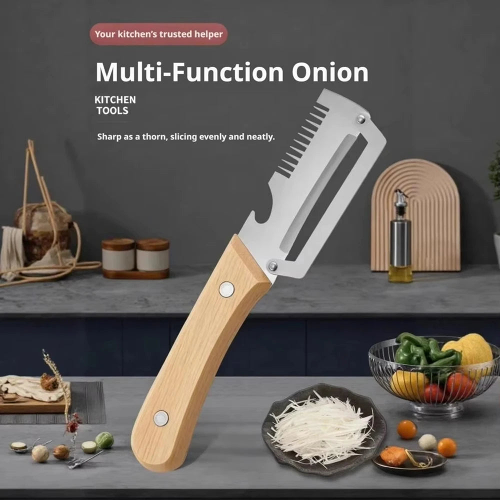 Stainless Steel Vegetable Peeler with Wooden Handle 2-in-1 Fruit Potato Peeler with Bottle Opener Kitchen Peeling Tool 6 sold