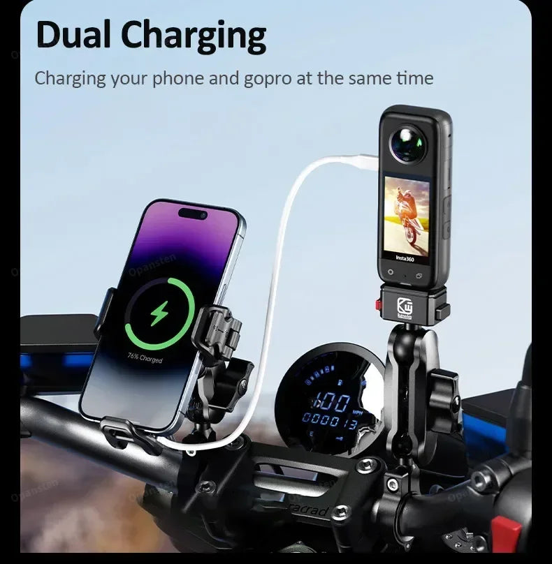 Shockproof Motorcycle Phone Holder 15W Wireless Charger & 36W USB C Fast Charging Motorbike Bicycle Bike Scooter Phone Stand   4.9   261 Reviews   ౹   2,000+ sold