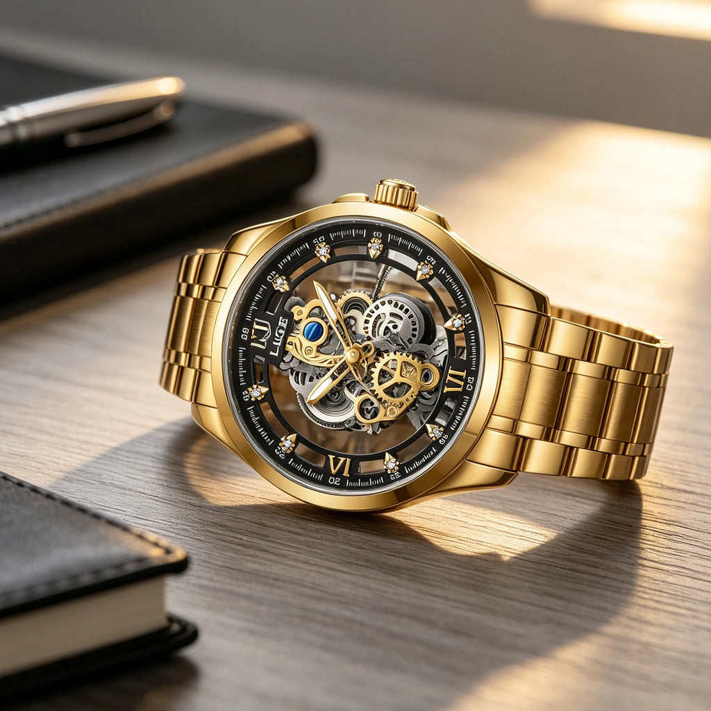 2026 LIGE Men Watch Skeleton Automatic Quartz Watch Gold Skeleton Vintage Man Watch Mens Watches Top Brand Luxury часы мужские byLIGE Global Fashion-... (4.2 | 1,000+ sold )
