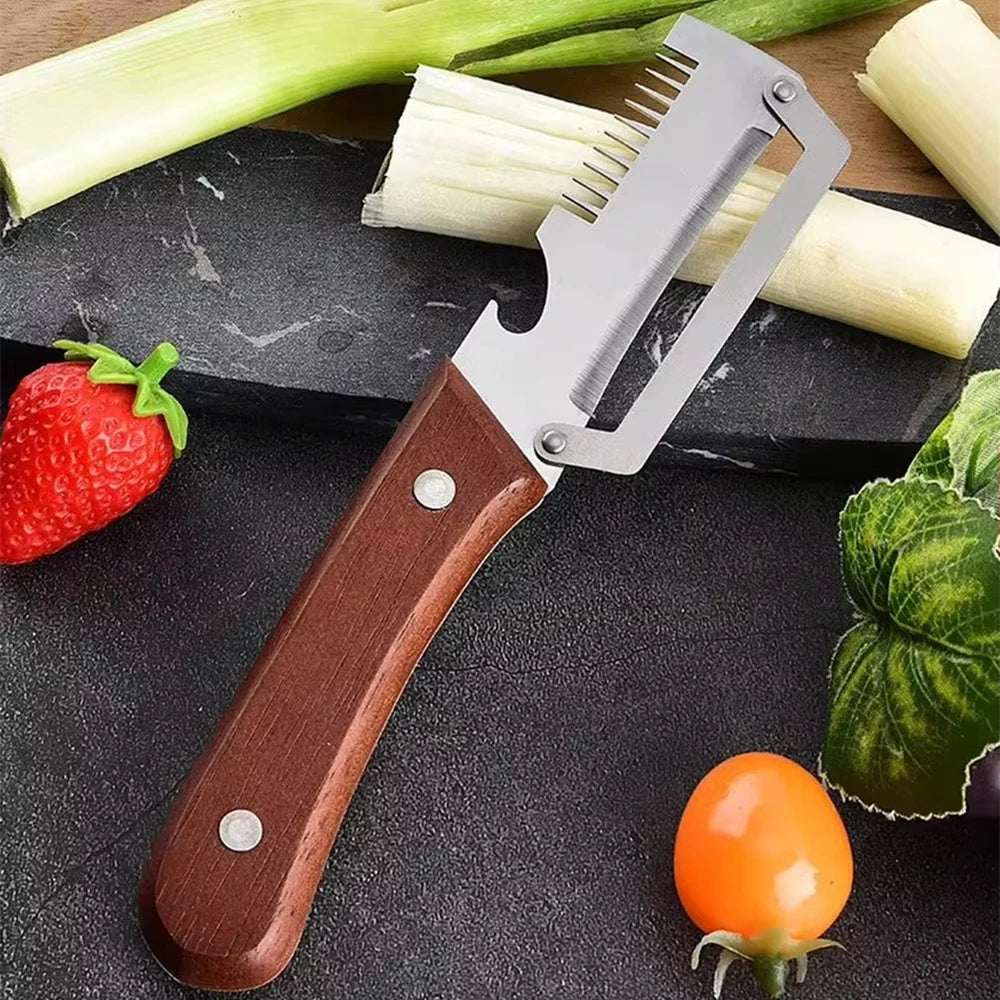 Stainless Steel Vegetable Peeler with Wooden Handle 2-in-1 Fruit Potato Peeler with Bottle Opener Kitchen Peeling Tool 6 sold