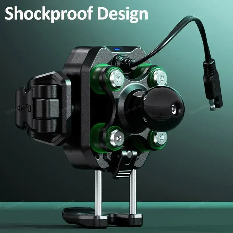 Shockproof Motorcycle Phone Holder 15W Wireless Charger & 36W USB C Fast Charging Motorbike Bicycle Bike Scooter Phone Stand   4.9   261 Reviews   ౹   2,000+ sold