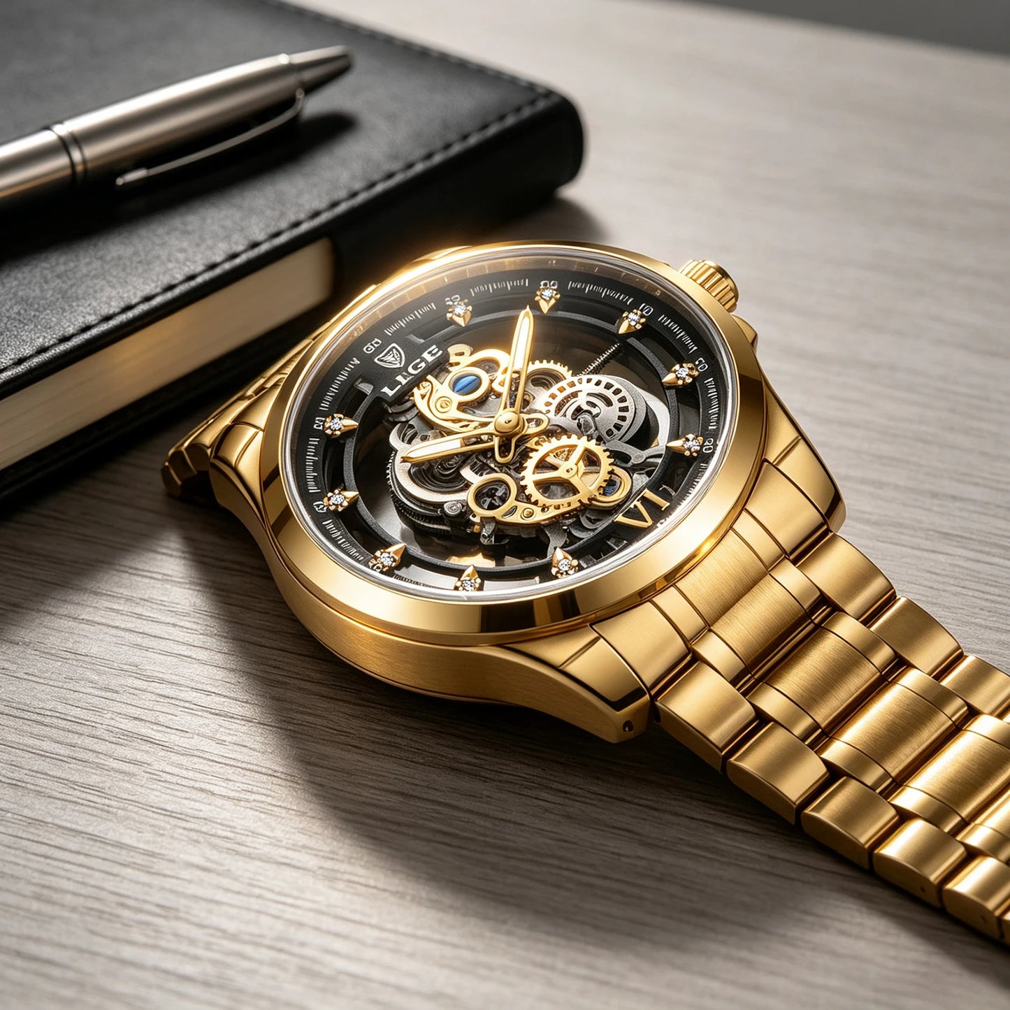 2026 LIGE Men Watch Skeleton Automatic Quartz Watch Gold Skeleton Vintage Man Watch Mens Watches Top Brand Luxury часы мужские byLIGE Global Fashion-... (4.2 | 1,000+ sold )