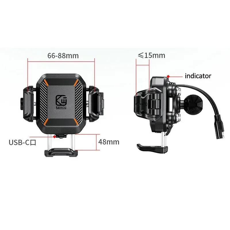 Shockproof Motorcycle Phone Holder 15W Wireless Charger & 36W USB C Fast Charging Motorbike Bicycle Bike Scooter Phone Stand   4.9   261 Reviews   ౹   2,000+ sold