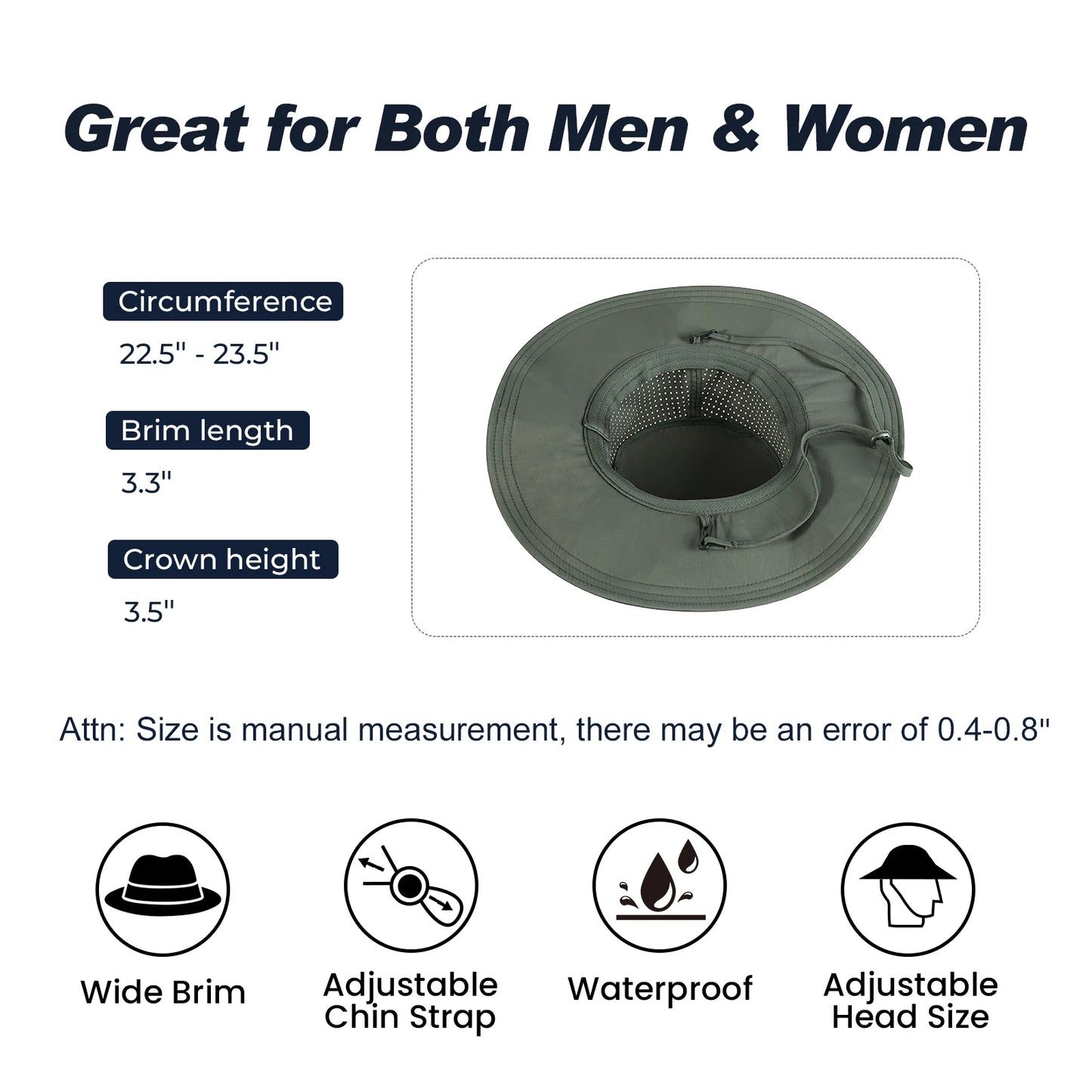 Bucket Sun Hat with Laser Perforated Mesh Cooling Adjustable Breathable Lightweight for Outdoor Men Women FC358