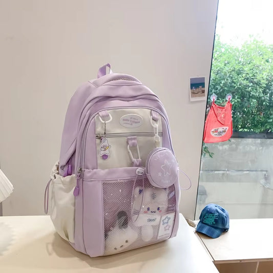Cute Nylon School Backpack for Girls Teenage Student Women Backpack Multi-Pocket Schoolbag Kawaii Laptop Book Bag Pack Mochila   4.9   17 Reviews   ౹   104 sold