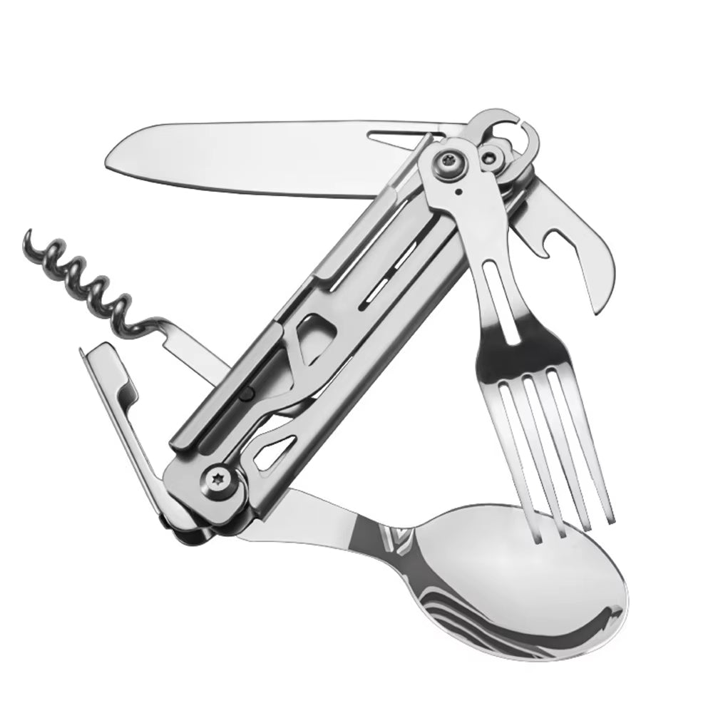420 Stainless Steel Pocket Knife Multi-tool Portable Fork Spoon Outdoor Survival Camping Folding Knife Detachable Hand Tools   4.2   6 Reviews   ౹   26 sold
