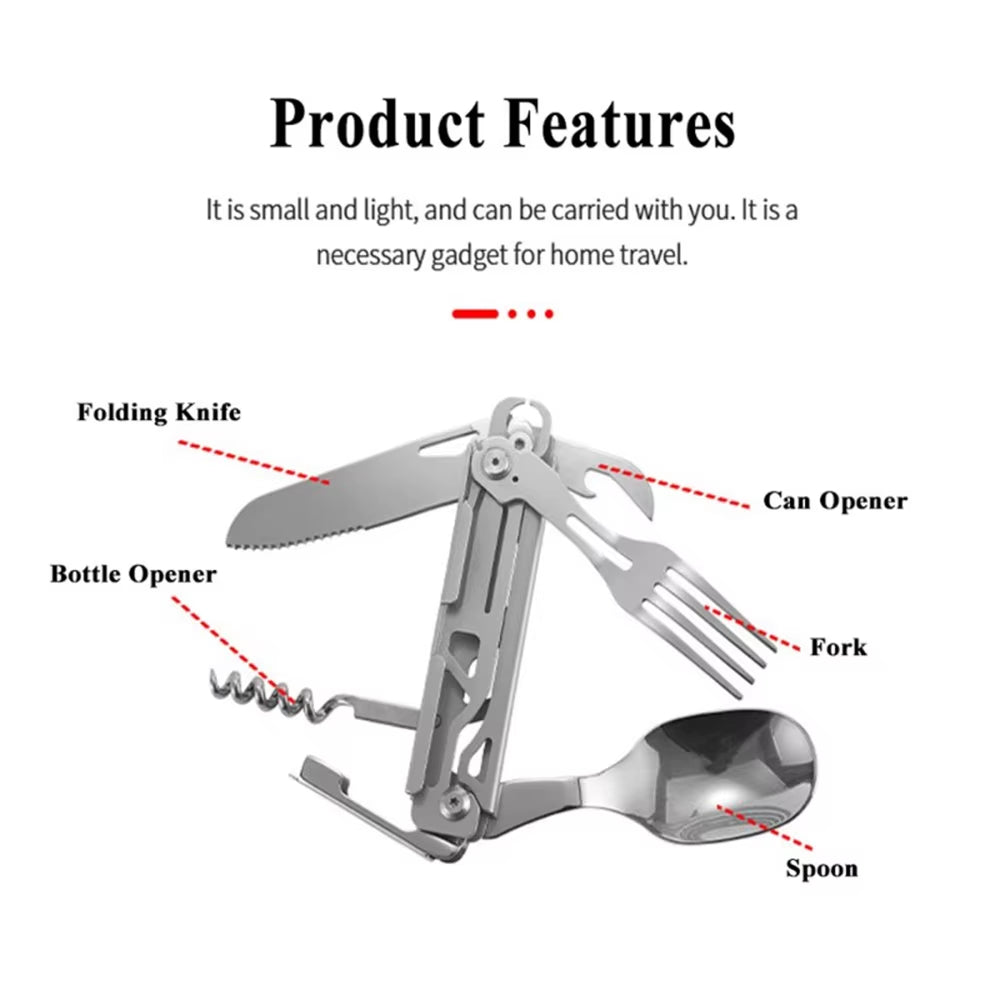 420 Stainless Steel Pocket Knife Multi-tool Portable Fork Spoon Outdoor Survival Camping Folding Knife Detachable Hand Tools   4.2   6 Reviews   ౹   26 sold