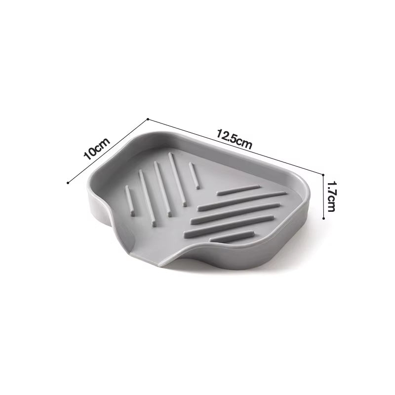 1/2pcs Kitchen Sink Silicone Tray With Drain Soap Sponge Storage Holder Countertop Sink Scrubber Brush Soap Storage Rack